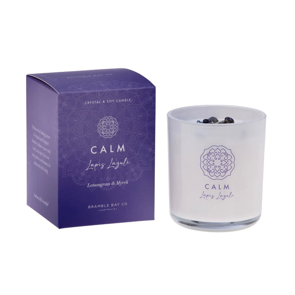 Bramble Bay Co. Calm 300g soy candle with Lemongrass and Myrrh fragrance for relaxation and self-care