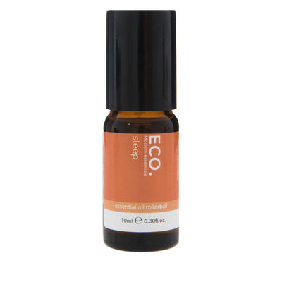 Roll-on bottle of ECO Sleep essential oil on a white background