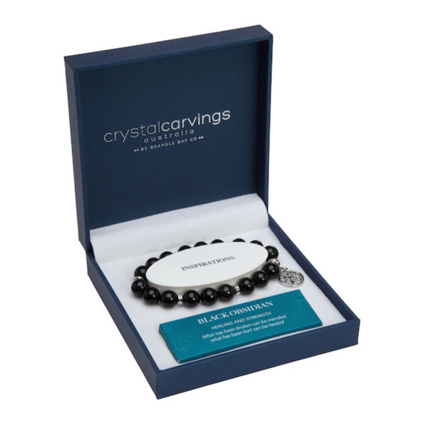 Black Obsidian Tree of Life Bracelet – 10mm Beads